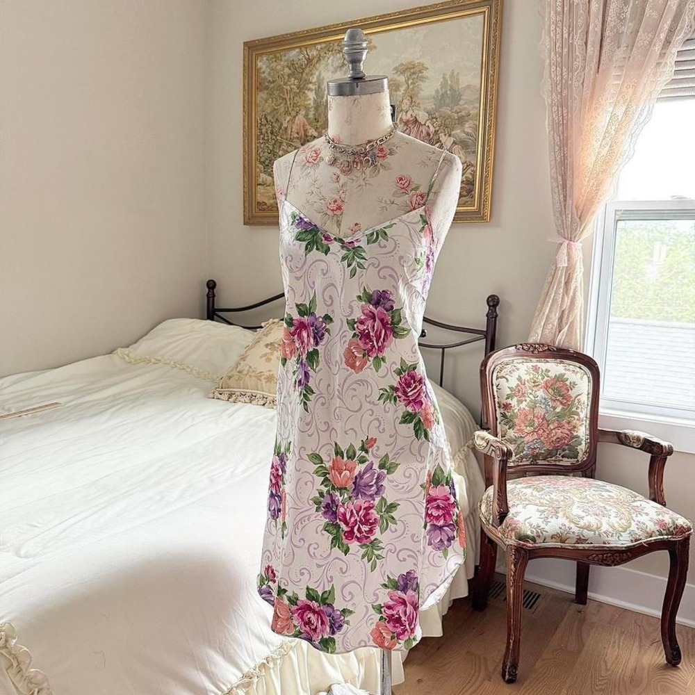 90s‎ dentelle floral slip dress size xl